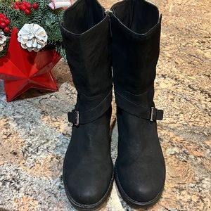 Eileen Fisher black suede boots, size 9.  Inside zippers.